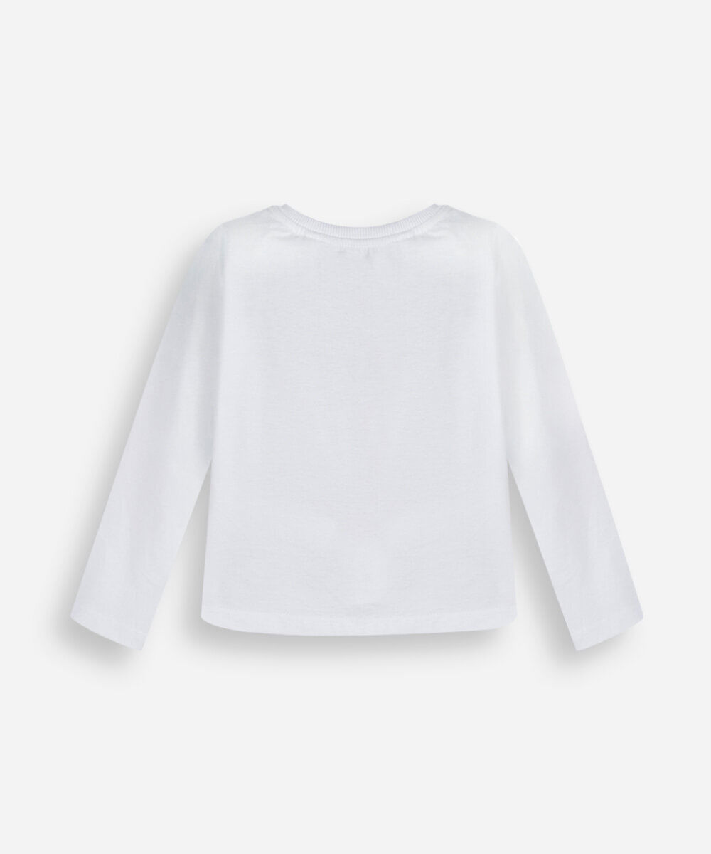 camiseta infantil de algodão manga longa estampada off white