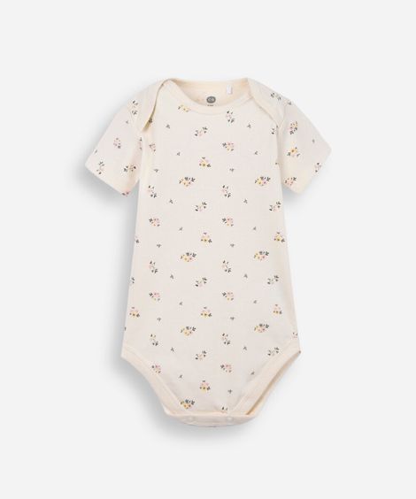 body infantil de algodão floral bege