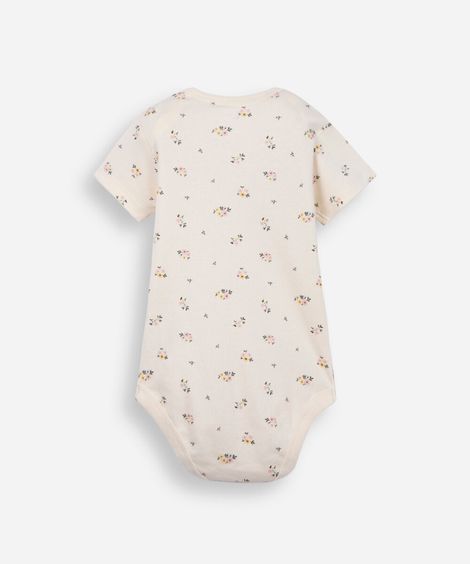 body infantil de algodão floral bege