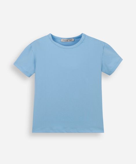 blusa infantil de poliamida com mangas curtas azul