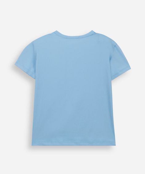 blusa infantil de poliamida com mangas curtas azul