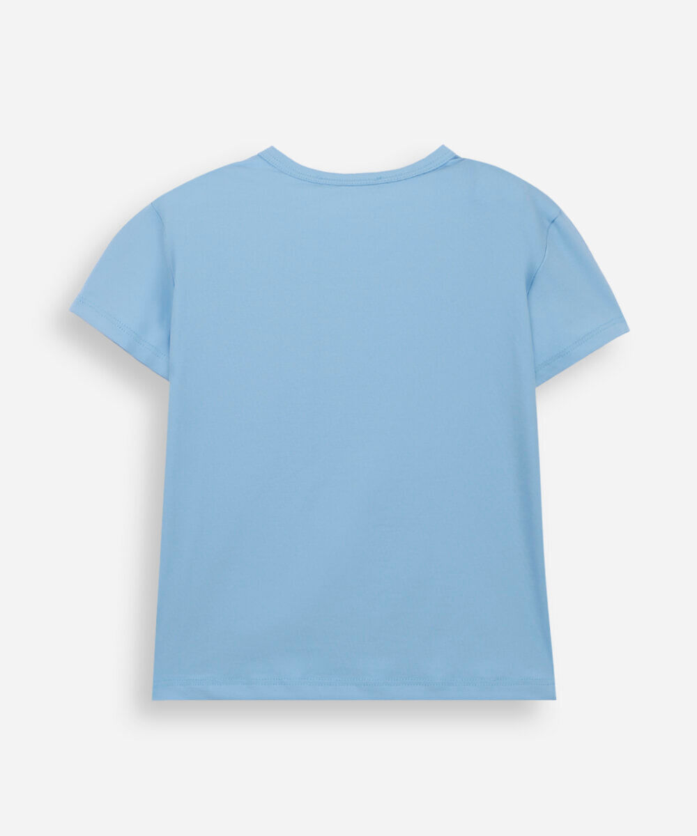 blusa infantil de poliamida com mangas curtas azul