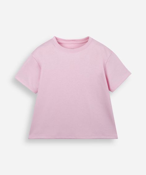 camiseta infantil de algodão peruano com mangas curtas rosa