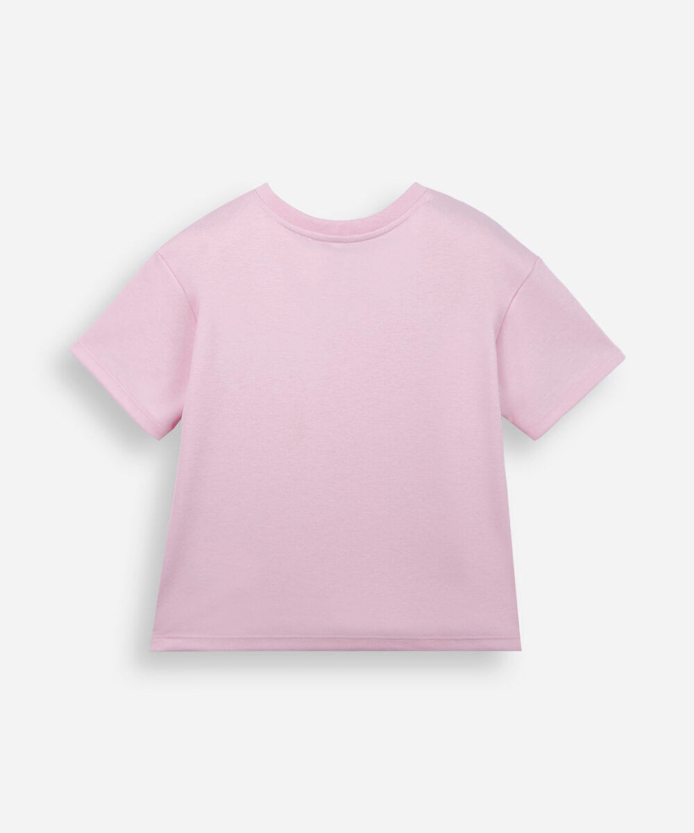 camiseta infantil de algodão peruano com mangas curtas rosa