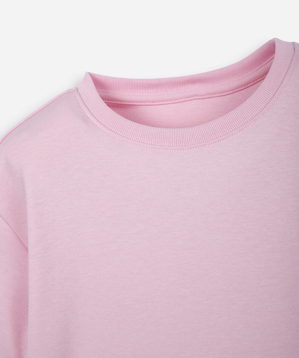 camiseta infantil de algodão peruano com mangas curtas rosa