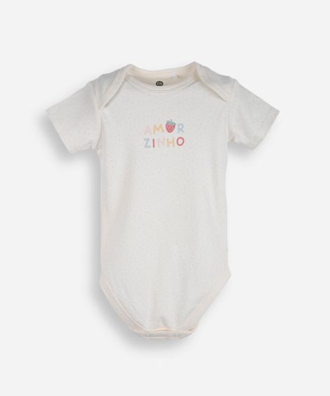 body infantil de algodão poá amorzinho off white