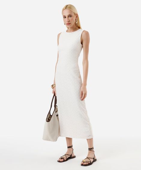 vestido midi feminino laise off white