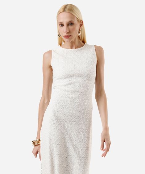 vestido midi feminino laise off white
