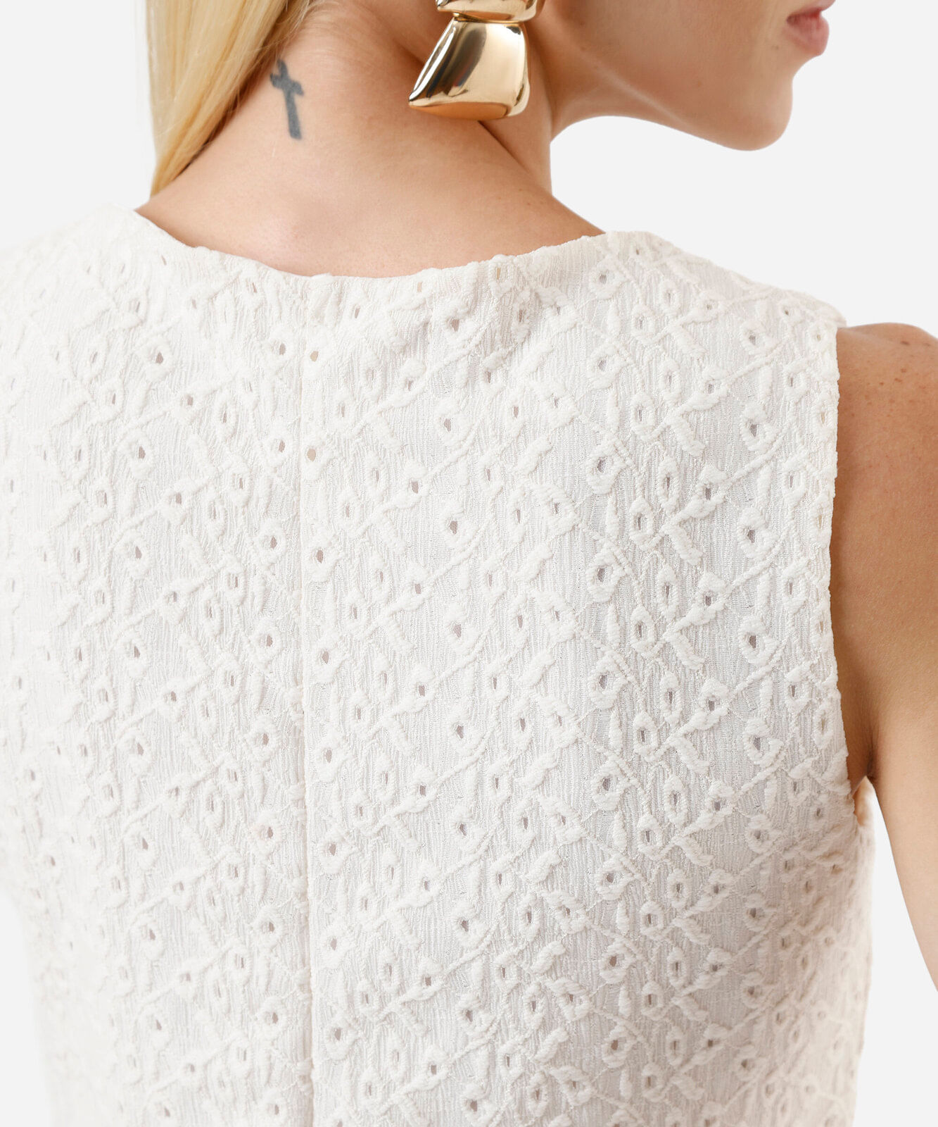 vestido midi feminino laise off white