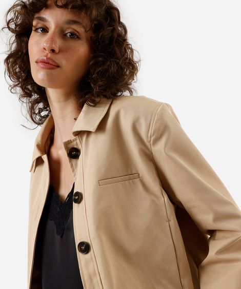 jaqueta feminina de alfaiataria bege