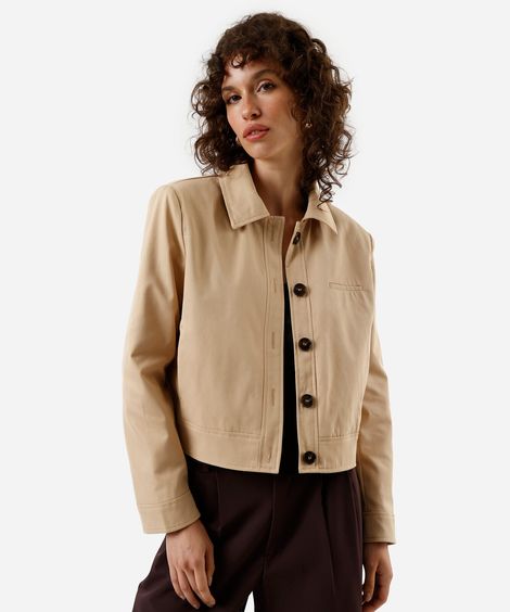 jaqueta feminina de alfaiataria bege