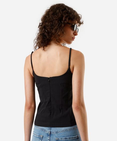 blusa alça fina feminina com viscose preta