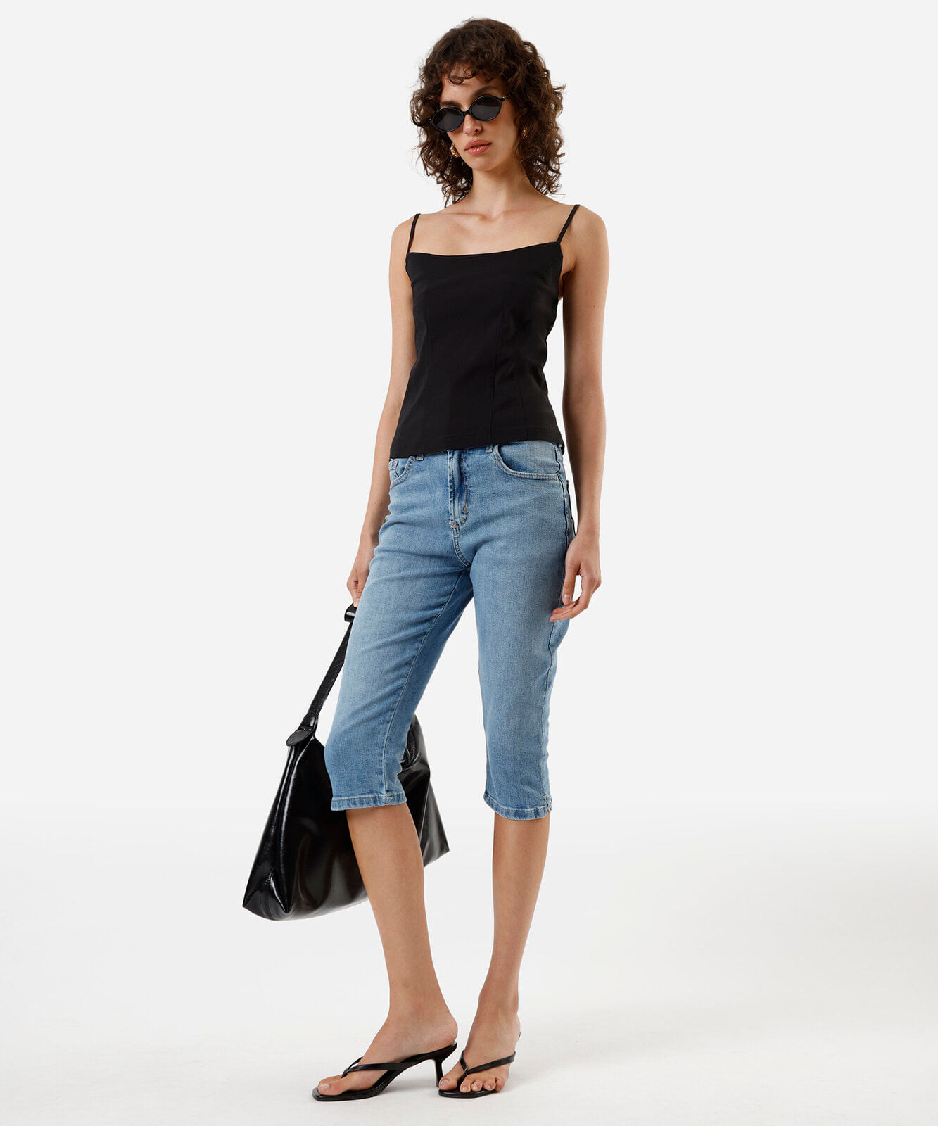 blusa alça fina feminina com viscose preta