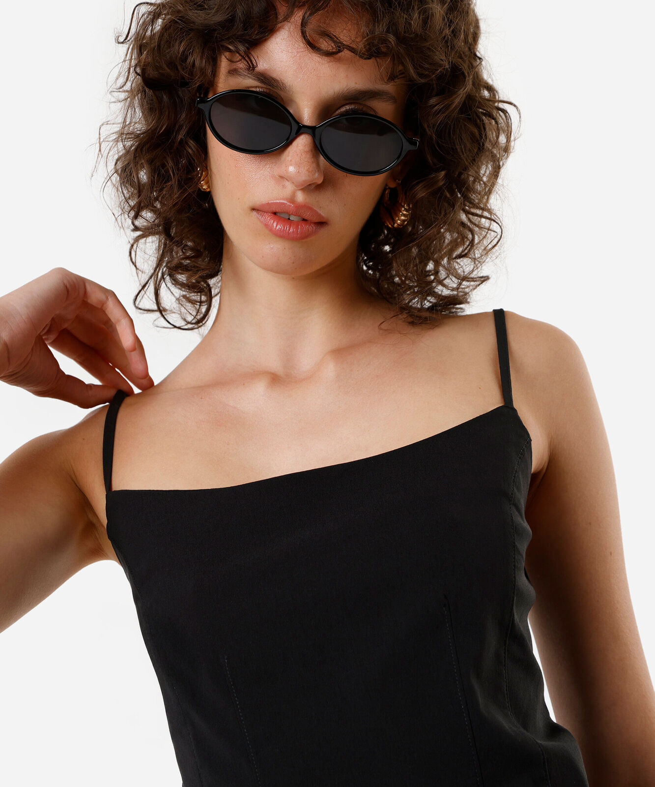 blusa alça fina feminina com viscose preta