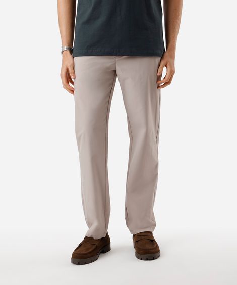 calça masculina de alfaiataria cós elástico bege