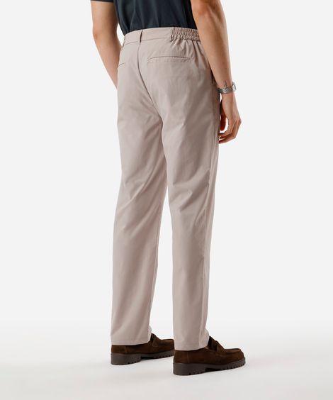 calça masculina de alfaiataria cós elástico bege