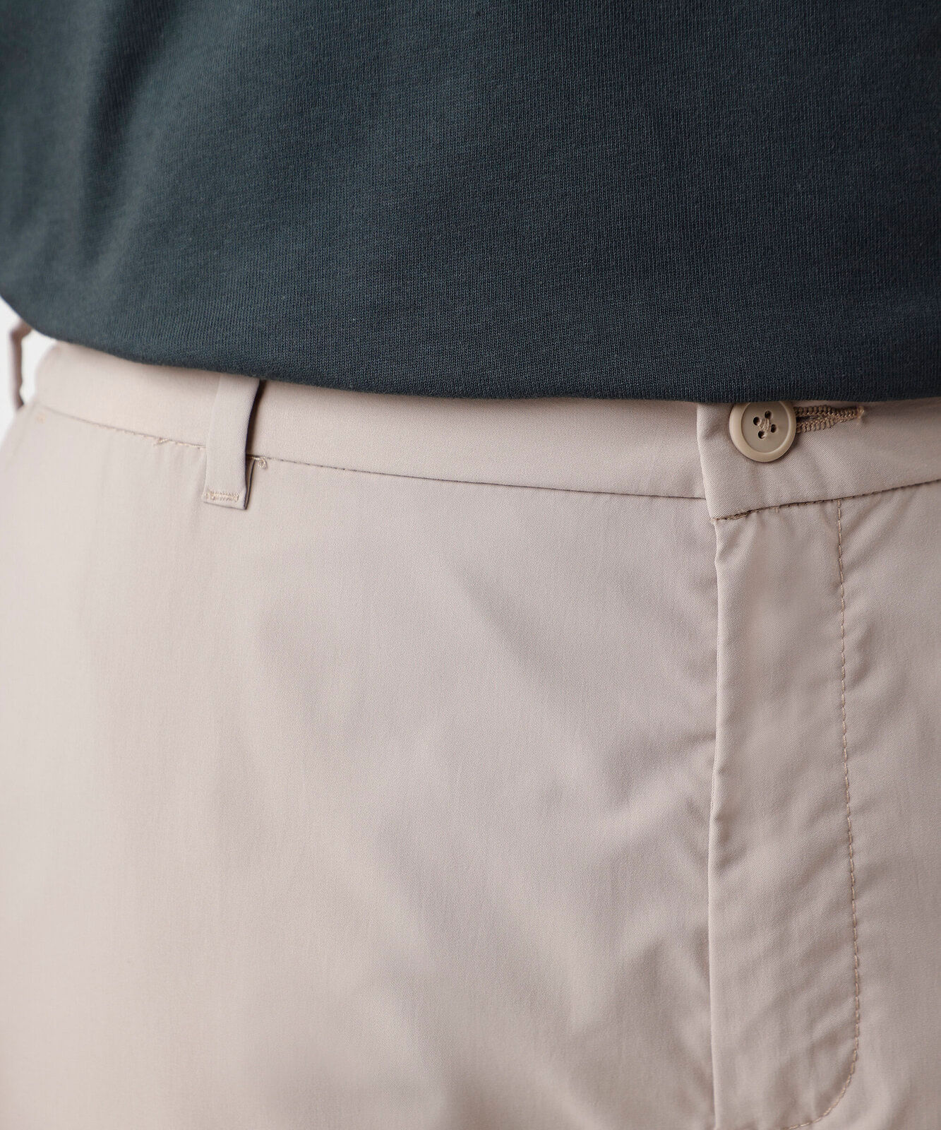 calça masculina de alfaiataria cós elástico bege