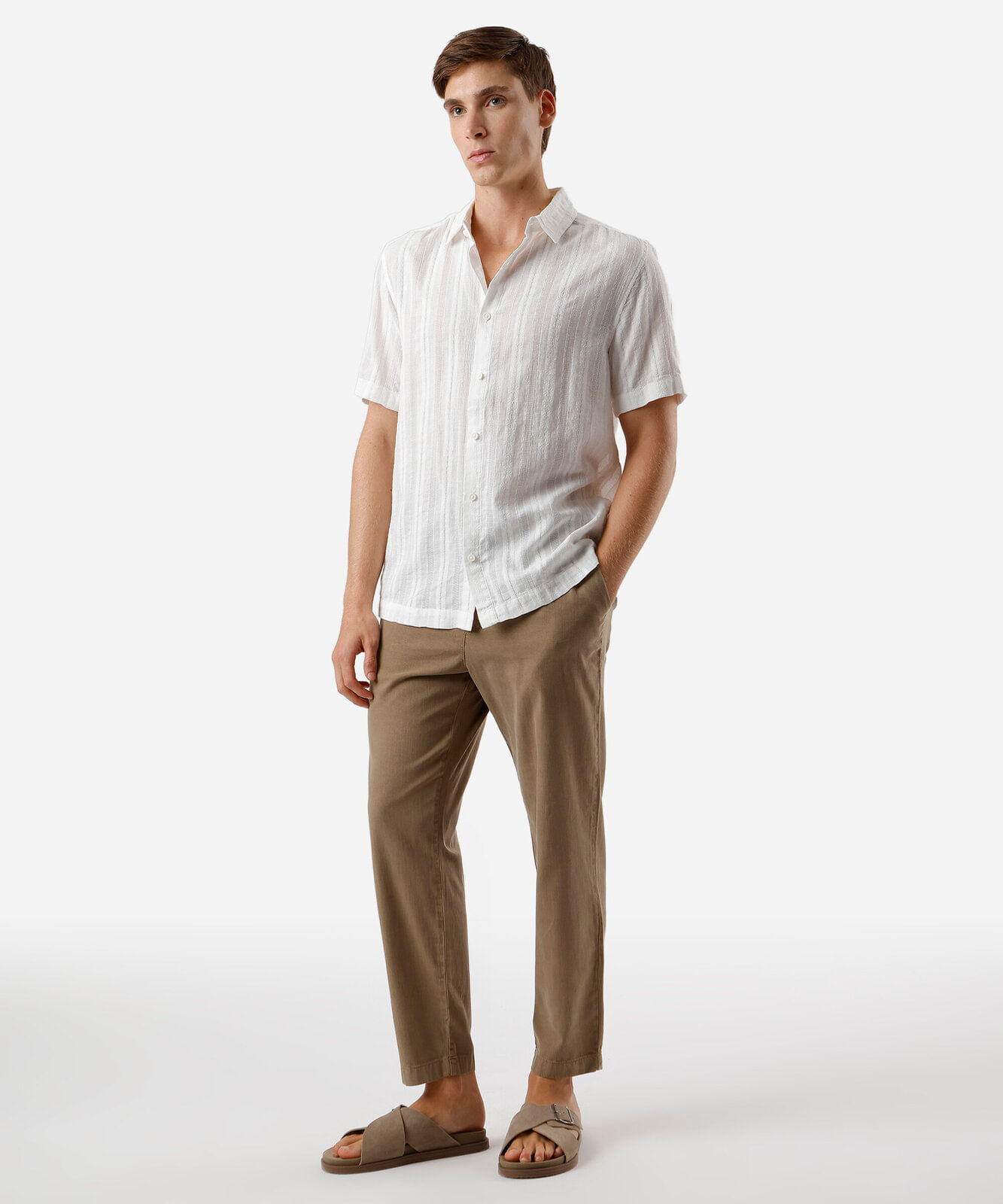 calça masculina liocel reta marrom