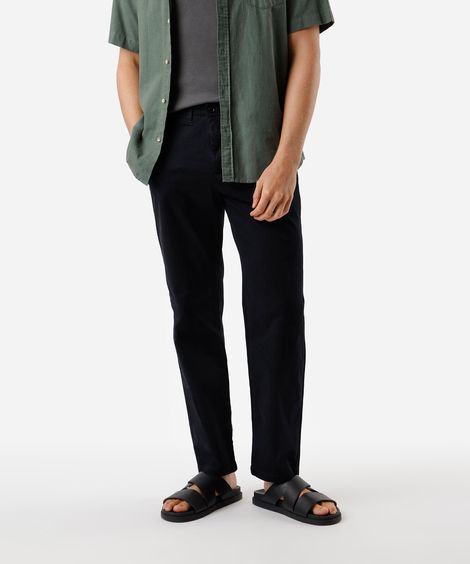calça chino reta de sarja masculina preta