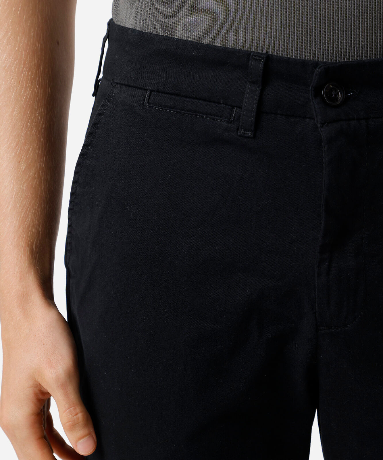 calça chino reta de sarja masculina preta