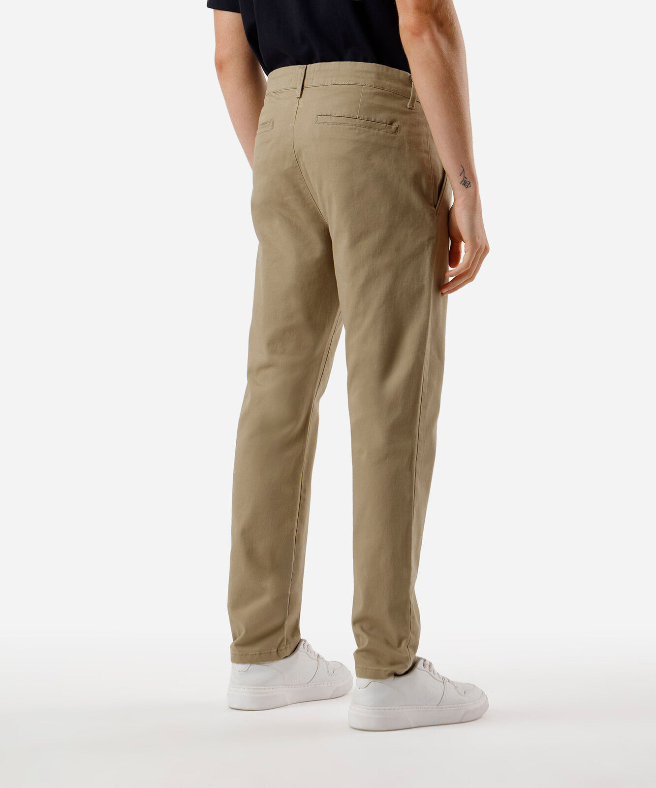 calça slim masculina de sarja bege