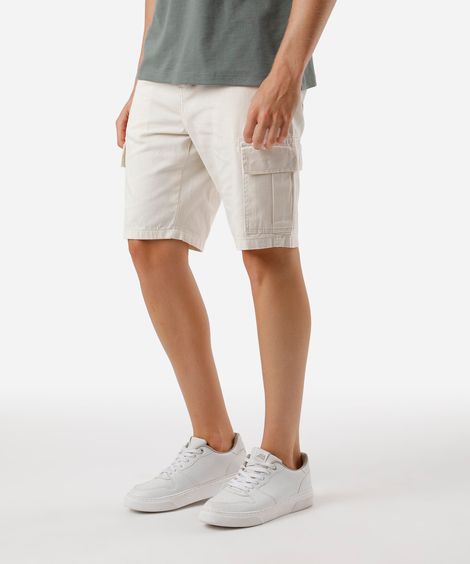 bermuda cargo masculina de sarja bege