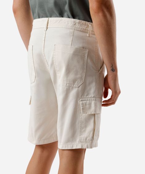 bermuda cargo masculina de sarja bege