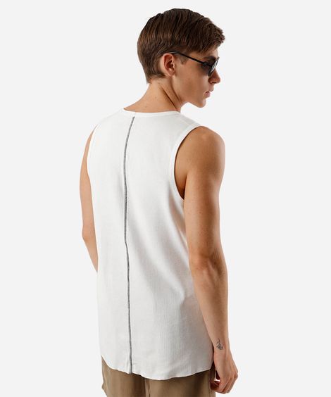 regata masculina de algodão texturizada off white