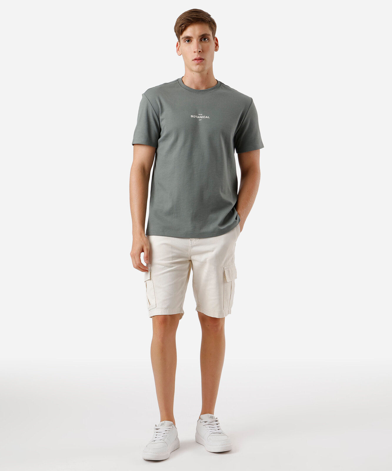 camiseta masculina manga curta estampada - verde militar