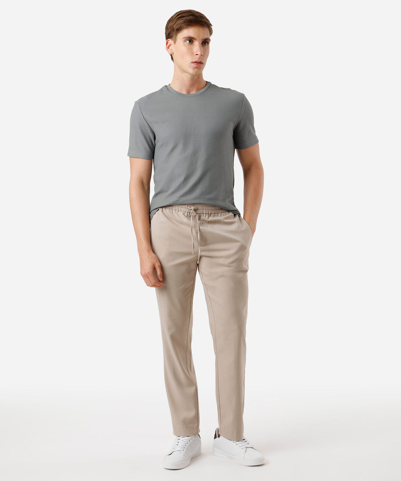camiseta masculina texturizada slim fit de algodão peruano verde