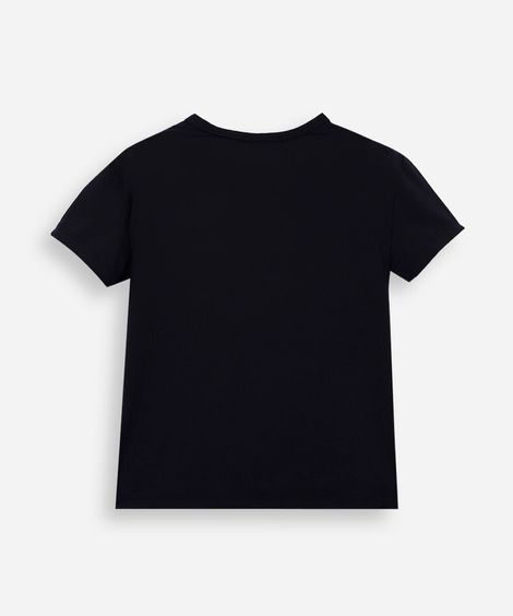 blusa infantil de poliamida com mangas curtas preto