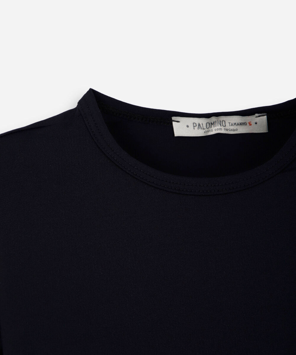 blusa infantil de poliamida com mangas curtas preto