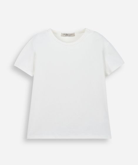 blusa infantil de poliamida com mangas curtas off white