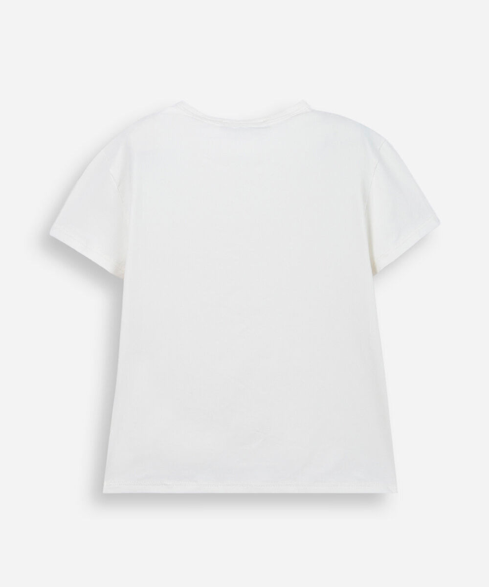 blusa infantil de poliamida com mangas curtas off white