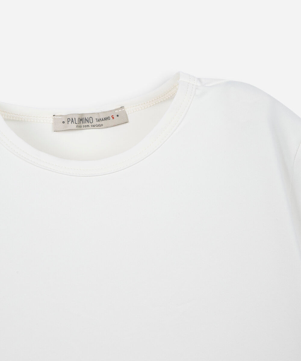 blusa infantil de poliamida com mangas curtas off white