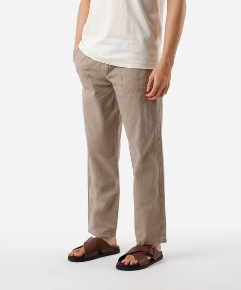 calça jogger masculina de sarja estonada bege