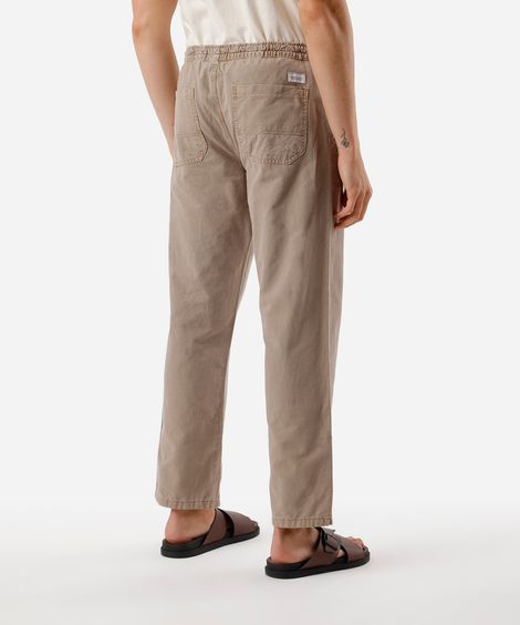 calça jogger masculina de sarja estonada bege