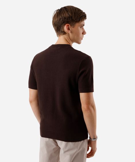 camiseta masculina de tricot manga curta marrom
