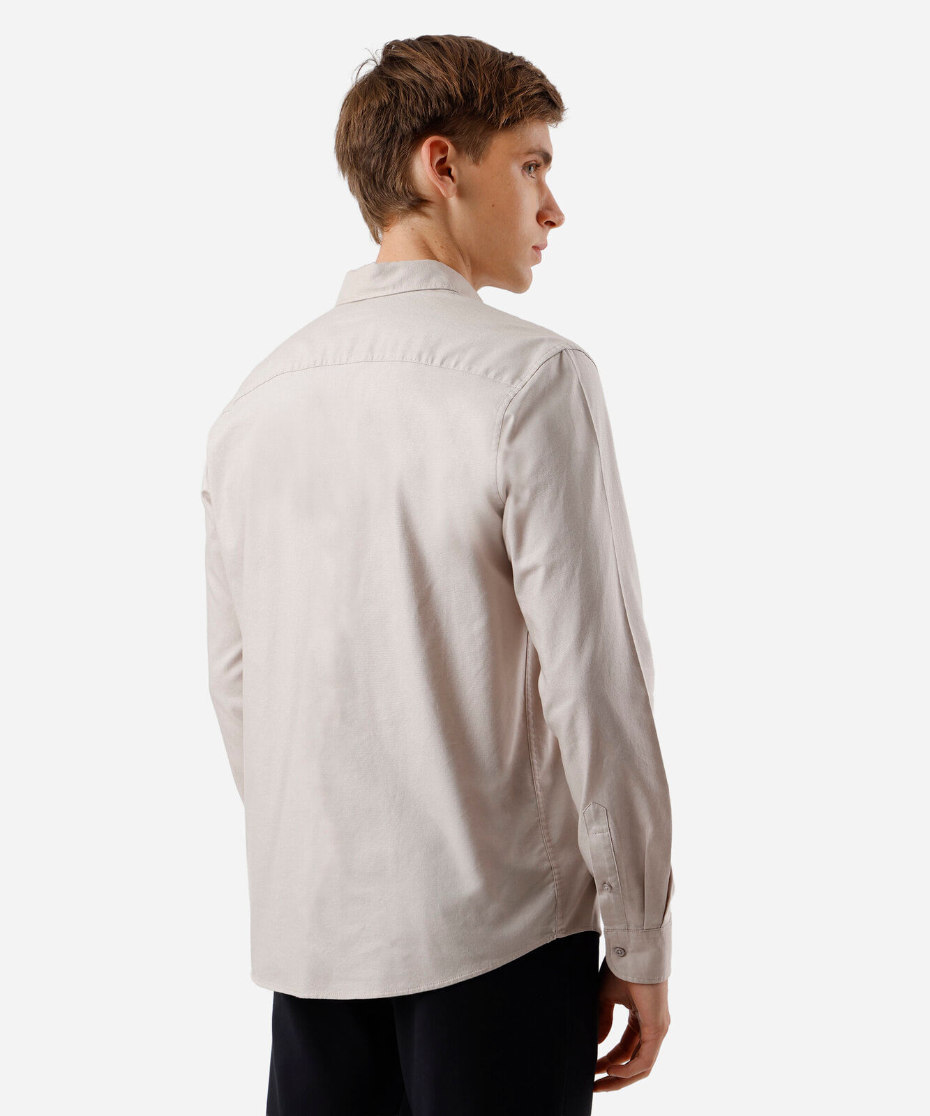 camisa masculina de algodão manga longa bege