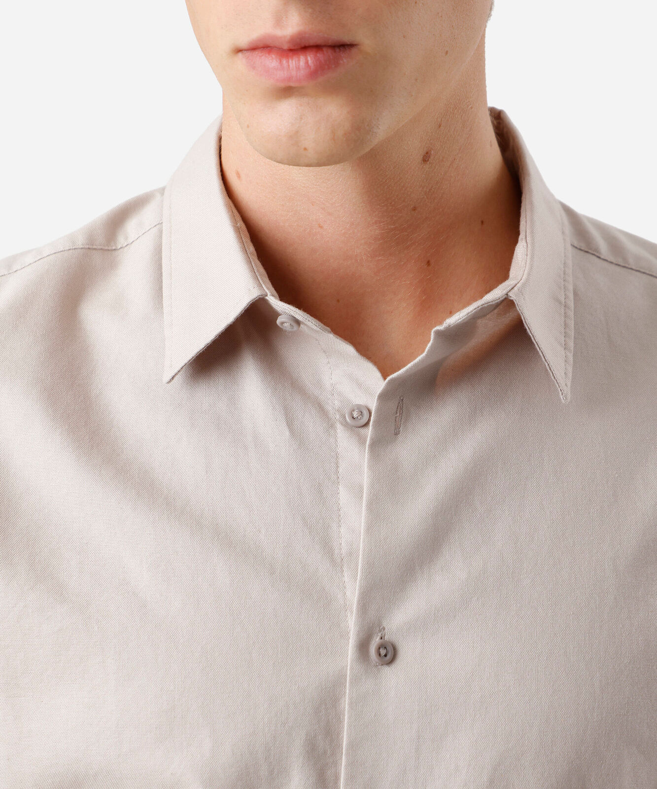 camisa masculina de algodão manga longa bege