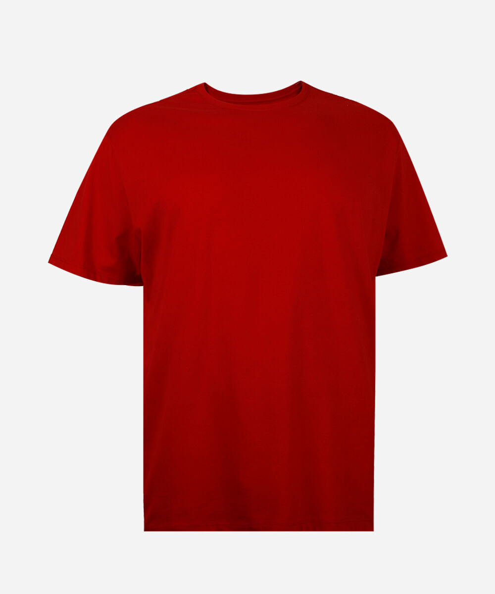 camiseta básica de algodão manga curta plus size vermelha