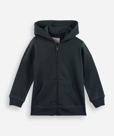 blusa infantil de moletom felpado com capuz verde