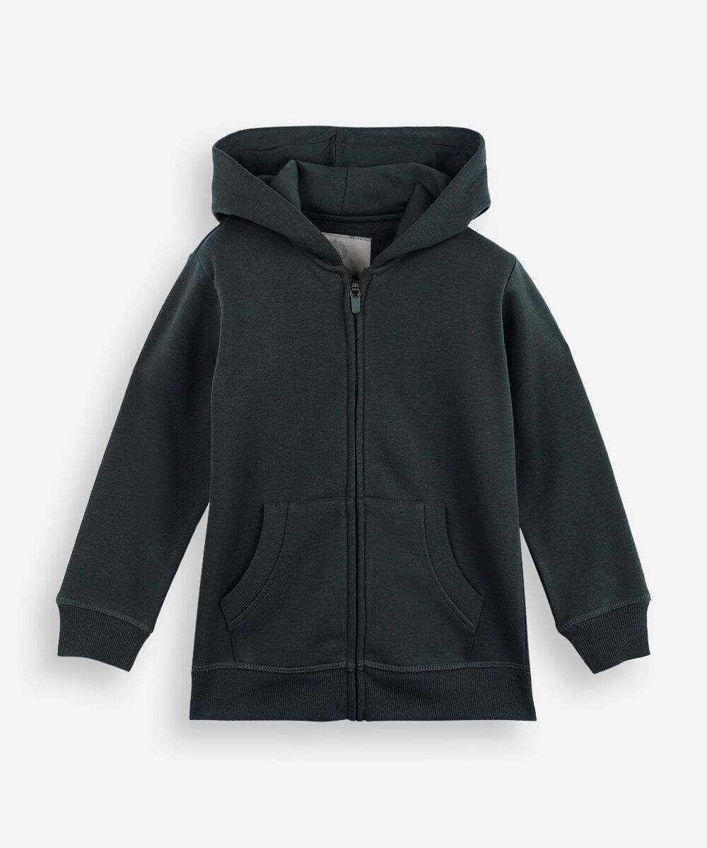 blusa infantil de moletom felpado com capuz verde