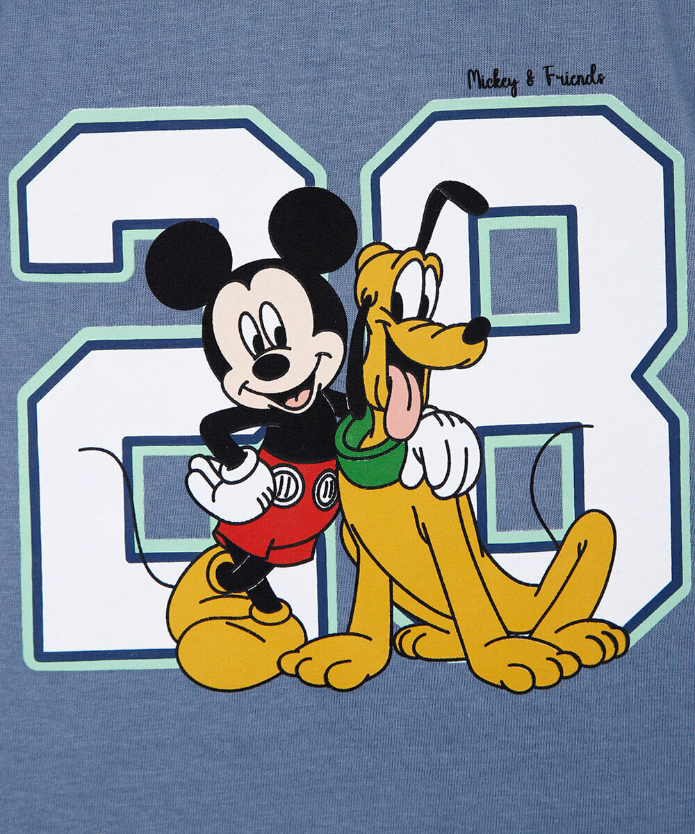 conjunto curto infantil de algodão mickey azul