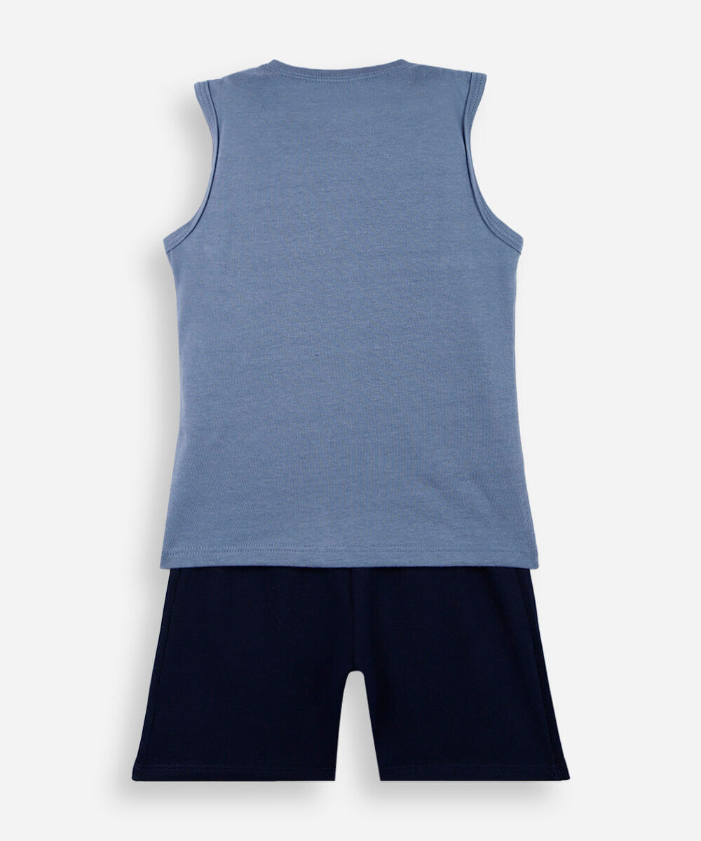 conjunto curto infantil de algodão mickey azul