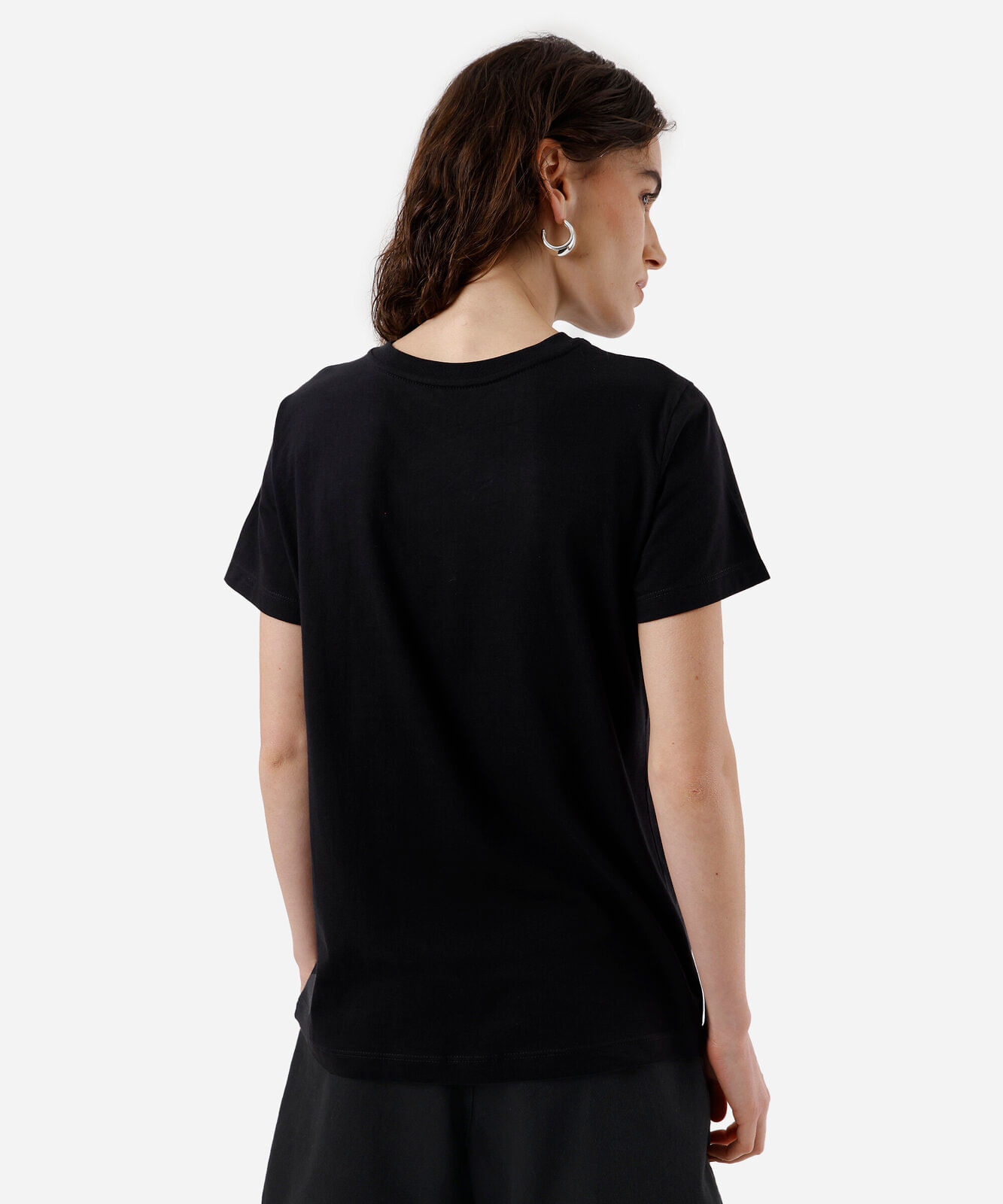 camiseta feminina de algodão estampada preto