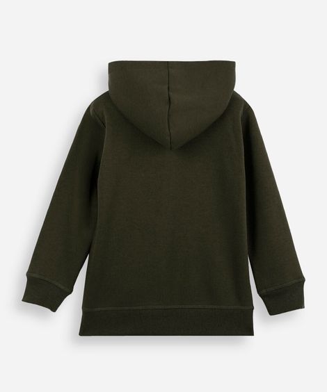 blusa infantil de moletom felpado com capuz verde