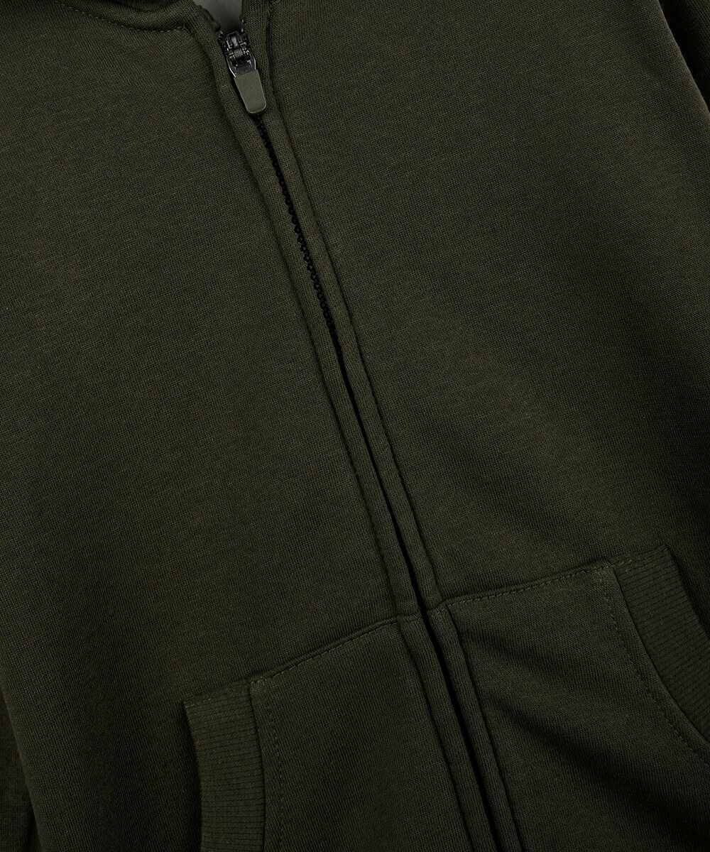 blusa infantil de moletom felpado com capuz verde
