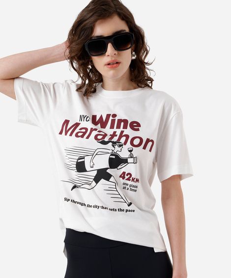 camiseta feminina de algodão estampa oversized off white