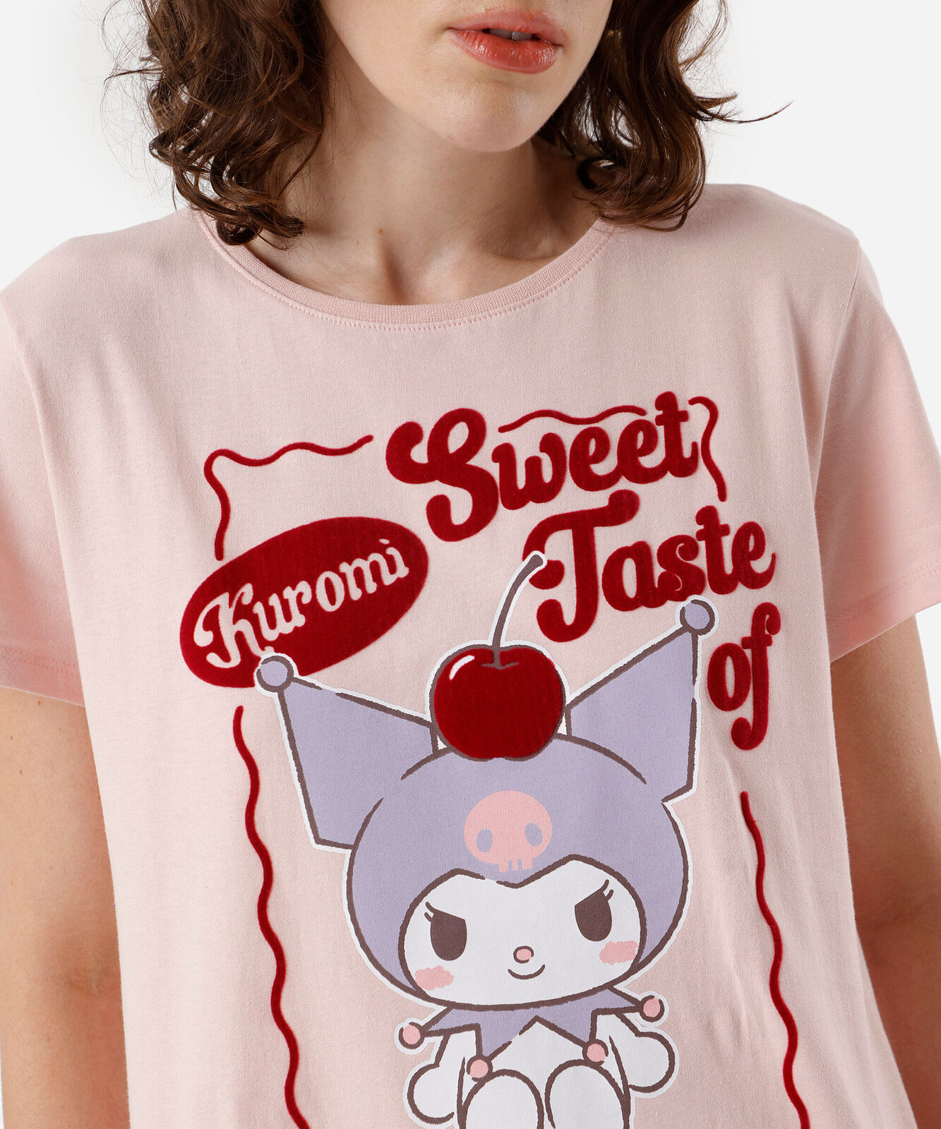 camiseta feminina de algodão texturizada rosa